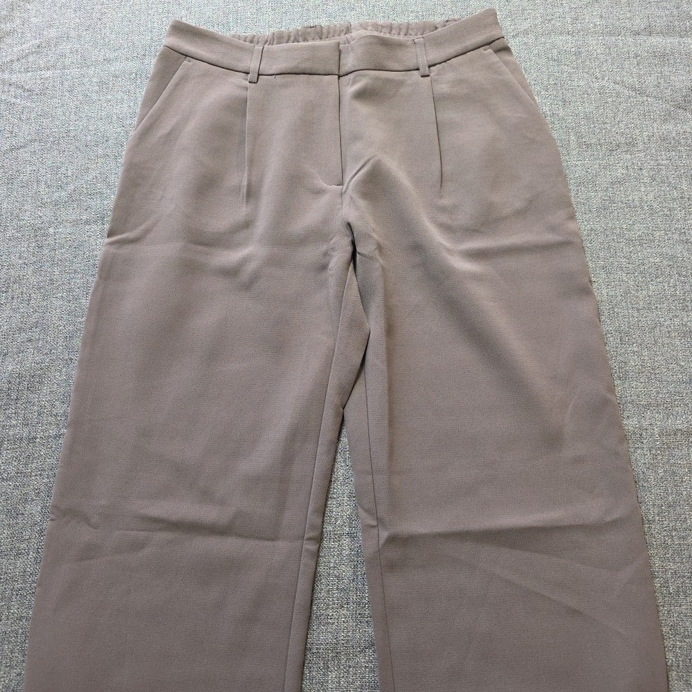 DKNY Women's Stretch High Rise Wide Leg Pant, Brown, SIZE 8